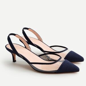 J. Crew Navy and Black Slingback Heels